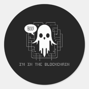 Ik zit in de Blockchain Funny Crypto Halloween Ronde Sticker