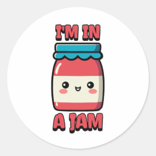 Ik zit in de problemen! Schattige Jam Jar Cartoon Ronde Sticker