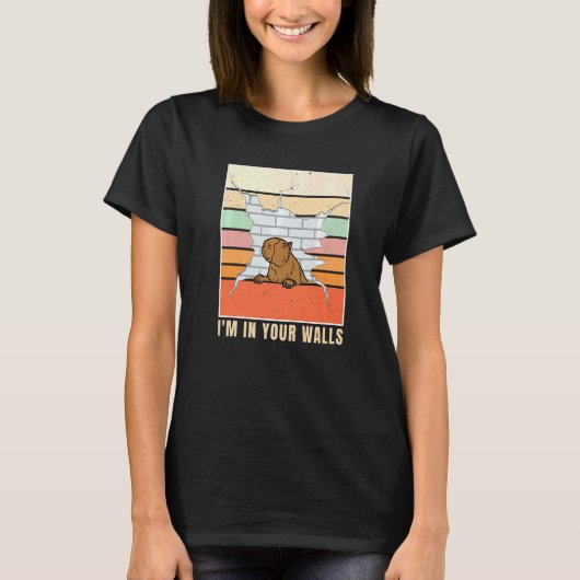 Ik zit in je muren Capybara zit in je muur T-shirt (Voorkant)