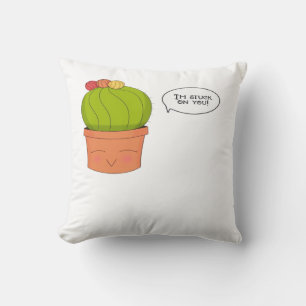 Ik zit vast aan jou Happy Cactus Speelse Vormgevin Kussen