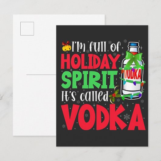 Ik zit vol kerstgeest, het heet Vodka Kerstmis Aankondigingskaart (Voorkant / Achterkant)