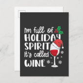 Ik zit vol kerstgeest, het heet wijn Kerstmis Uitnodiging Briefkaart (Voorkant / Achterkant)