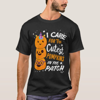 Ik zorg voor de leukste pompoenen in de pleisterve t-shirt