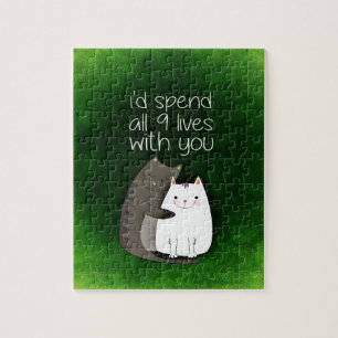 Ik zou alle negen leven met u twee katten legpuzzel