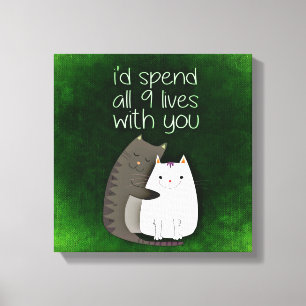 Ik zou de negen levens met jullie twee katten door canvas afdruk