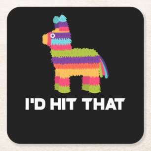 Ik zou die Pinata Cinco de Mayo Party horen Vierkante Kartonnen Onderzetter