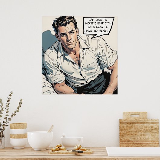 Ik zou graag Honey 1950's Romance Comic Poster (Keuken)