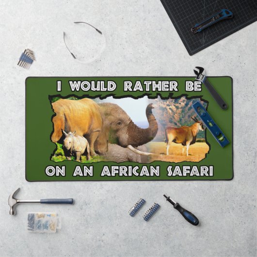 Ik zou liever Afrikaanse Safari Wildlife Collage w Bureaumat (Werkstation)