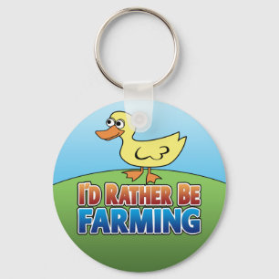 Ik zou liever boer zijn! eend (virtuele landbouw) sleutelhanger