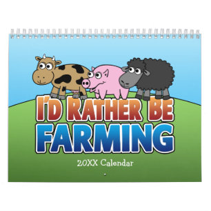 Ik zou liever boer zijn - schattige cartoons kalender