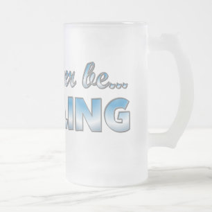 Ik zou liever BOWLING zijn (blauw) Matglas Bierpul