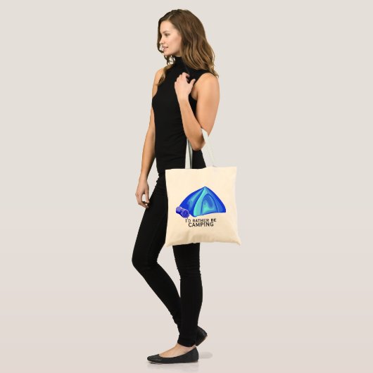 Ik zou liever een blauwe tent kamperen tote bag (Voorkant (model))