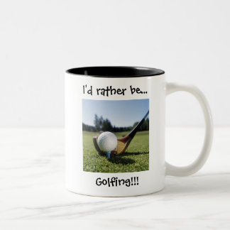 Ik zou liever...Golfing zijn!!! 11 oz. Mok. Tweekleurige Koffiemok