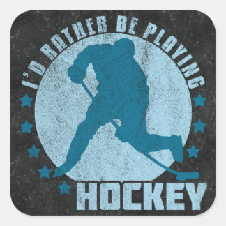 Ik zou liever Hockey spelen Vierkante Sticker