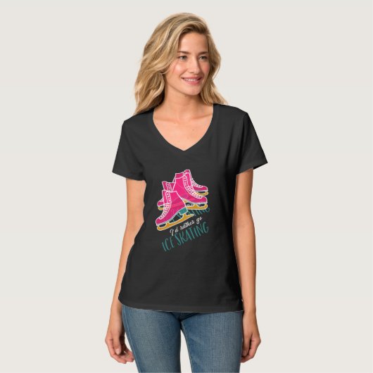 Ik zou liever Ice Skating Funny Caaf Skaters zijn T-shirt (Voorkant volledig)