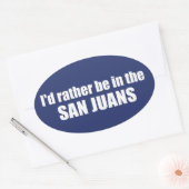 Ik zou liever in de San Juans zijn Ovale Sticker (Envelop)