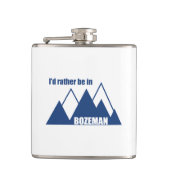 Ik zou liever in het Bozeman Montana-gebergte zijn Heupfles (Voorkant)