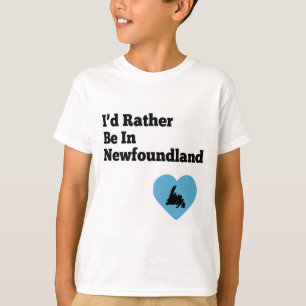 Ik zou liever in Newfoundland zijn (blauw hart) T-shirt