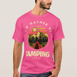 Ik zou liever kamperen retro camper wandelen buite t-shirt