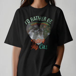 Ik zou liever mijn kat op maat kattenfoto T-shirt