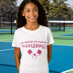 Ik zou liever pickleball spelen Schattig meisjesac T-shirt