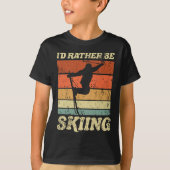 Ik zou liever Retro Skier Ski gaan snuiven T-shirt (Voorkant)