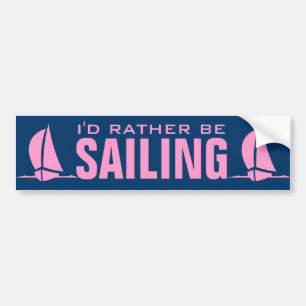 Ik zou liever sticker zeilen   Roze zeilboot