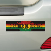 "Ik zou liever surfen" rasta Bumpersticker (Op auto)