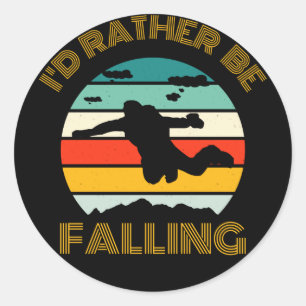 Ik zou liever vallen met vintage parachutespringen ronde sticker
