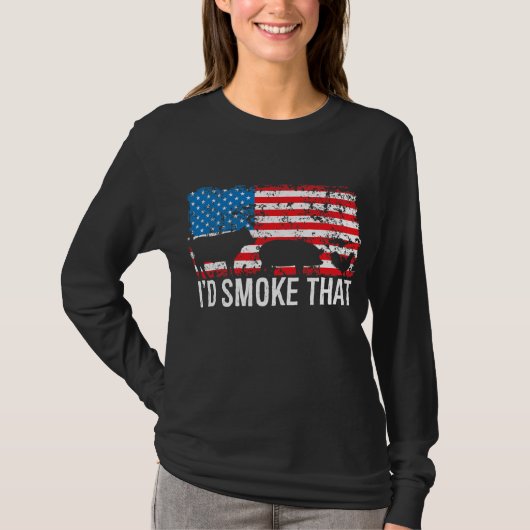 Ik zou roken dat de Amerikaanse vlag BBQ Pitmaster T-shirt (Voorkant)