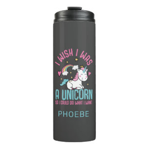 Ik zou willen dat ik een Unicorn Cute Cartoon Doua Thermosbeker