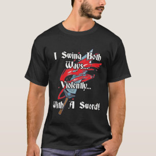 Ik zwaai beide kanten op, gewelddadig, met een zwa t-shirt
