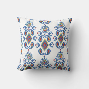 Ikat Abstract: Waterverf Oosterse motieven. Kussen