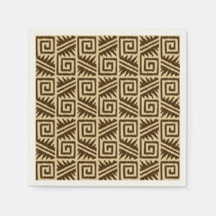 Ikat Aztec motief - Donkerbruin en taupe Servetten