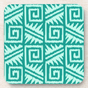 Ikat Aztec motief - Turquoise en Aqua Bier Onderzetter