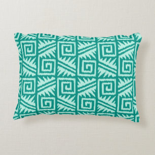 Ikat Aztec motief - Turquoise en Aqua Decoratief Kussen