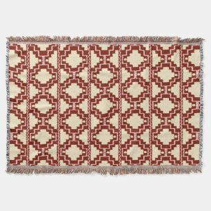 Ikat Aztec Pattern - Beige, Bourgogne en roze Deken