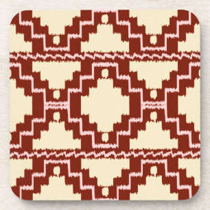 Ikat Aztec Pattern - Beige, Bourgogne en roze Onderzetter
