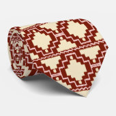 Ikat Aztec Pattern - Beige, Bourgogne en roze Stropdas (Opgerold)