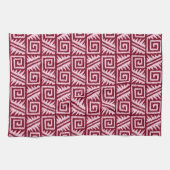 Ikat Aztec Pattern - Burgundy and Pink Theedoek (Horizontaal)