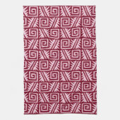 Ikat Aztec Pattern - Burgundy and Pink Theedoek (Verticaal)