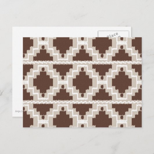 Ikat Aztec Pattern - Chocolate Brown and Taupe Briefkaart (Voorkant / Achterkant)