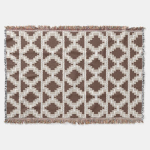 Ikat Aztec Pattern - Chocolate Brown and Taupe Deken