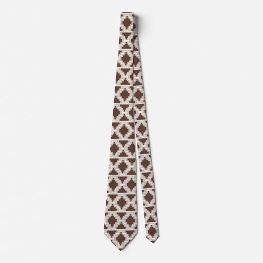 Ikat Aztec Pattern - Chocolate Brown and Taupe Stropdas (Voorkant)
