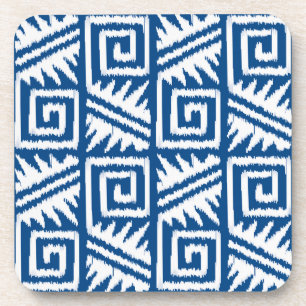 Ikat Aztec Pattern - Cobalt Blue and White Onderzetter