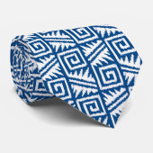 Ikat Aztec Pattern - Cobalt Blue and White Stropdas (Opgerold)