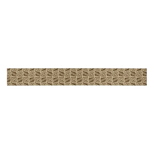 Ikat Aztec Pattern - Dark Brown and Tan Grosgrain Lint (Voorkant)