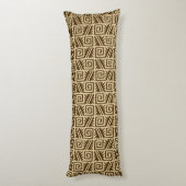 Ikat Aztec Pattern - Dark Brown and Tan Lichaamskussen (Achterkant (Verticaal))