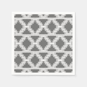 Ikat Aztec Pattern - Donkere en lichte grijs / gri Servetten