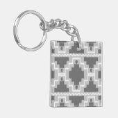 Ikat Aztec Pattern - Donkere en lichte grijs / gri Sleutelhanger (Voorkant Links)